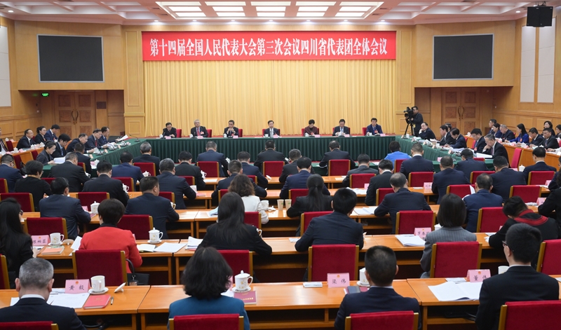 四川代表团举行全体会议 
继续审议全国人大常委会工作报告和“两高”工作报告 
王晓晖施小琳等参加「相关图片」