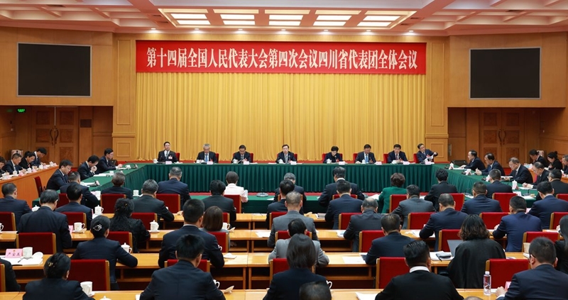 四川代表团举行全体会议 
审议大会有关决议草案 
王晓晖主持并讲话 施小琳参加「相关图片」